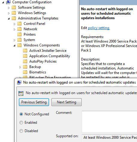 No Auto Restart With Logged On Users
