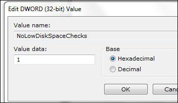 No Low Disk Space Warning
