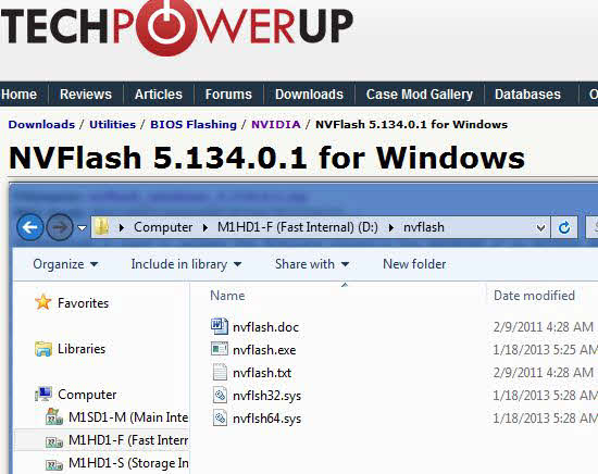 Download and extract NVFlash in a folder