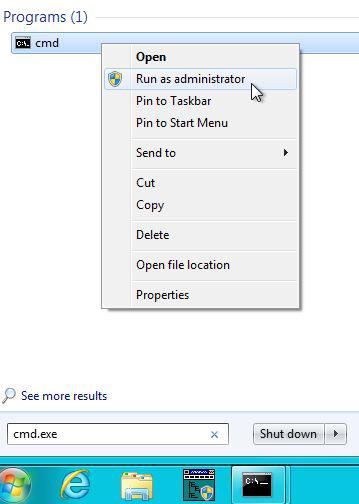 Open cmd as administrator in Windows 8
