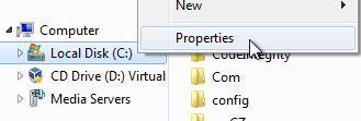 Open hard drive properties in Windows 8