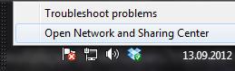 Open Network Sharing Center From Tray