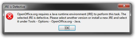 Open Office Org Requires A Java Runtime Environment To Perform This Task