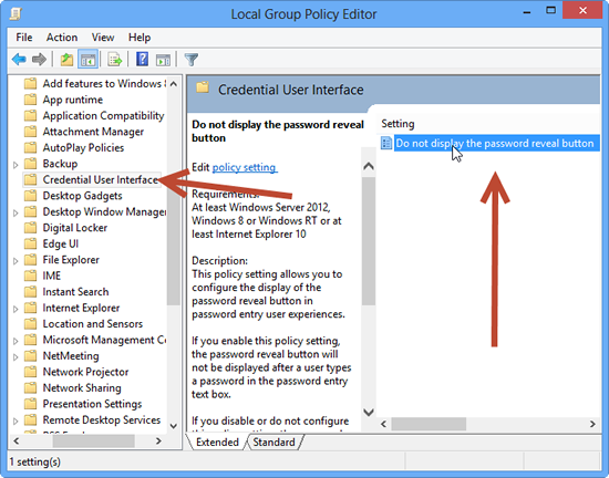 Password reveal in Windows 8