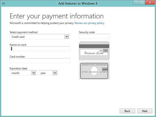 Enter payment information