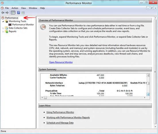 Performance monitor Windows 8