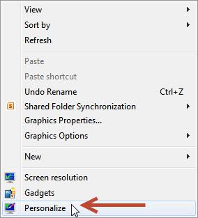 Right click Desktop and select Personalize