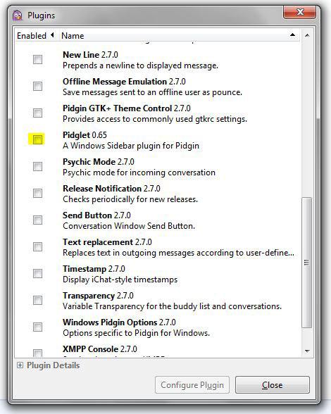 Pidgin Windows 7 Plugin