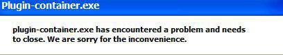 Plugin-container.exe has encountered a problem