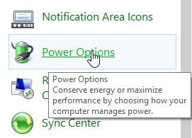 Open up Power Options