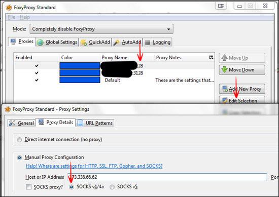 Proxy Settings Socks v4