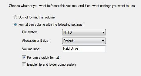 Raid Drive Volume Label