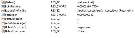 registy keys to enable auto login windows 7
