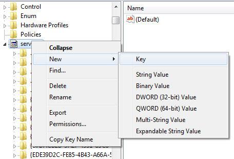 Registry services: New Key