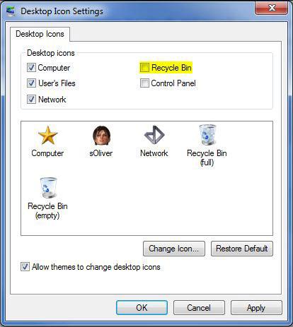 Remove Recycle Bin from Desktop