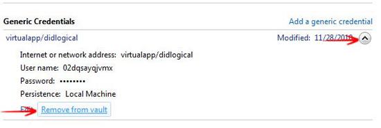 Remove Virtualapp Didlogical Credentials
