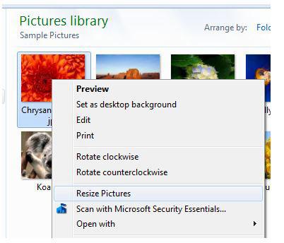 Resize Images in Windows 7