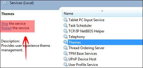 Restart Windows 7 Themes