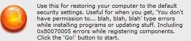 Restore Security Settings in Windows 7
