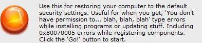 Restore Security Settings in Windows 7