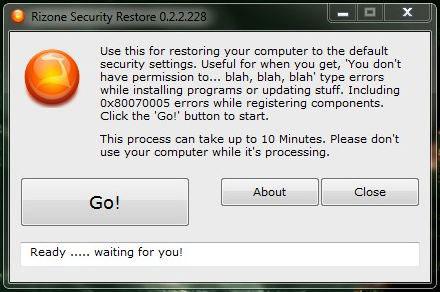 Restore Security Settings Windows 7
