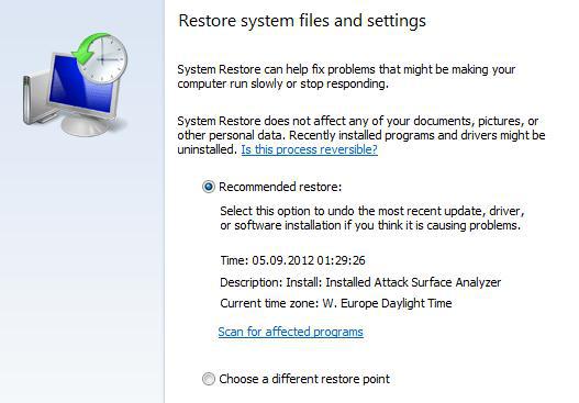 Restore System Files And Settings