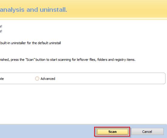 Click Scan to scan for leftovers