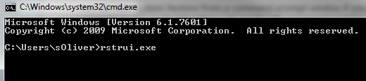 rstrui.exe to start system restore from command prompt
