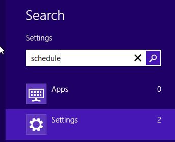 Schedule Tasks Windows 8 Search