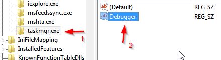 Create new string value named Debugger