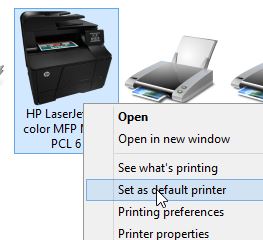 Set Newly Added Printer As Your Default Printer