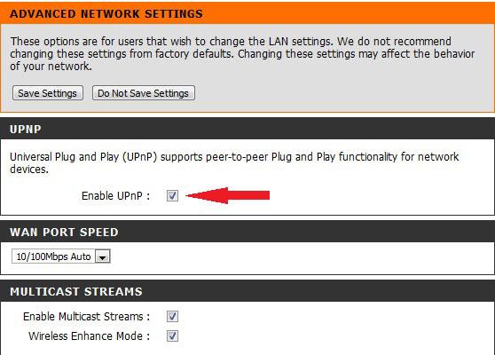 Set the UPnP to Enable or Disable
