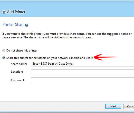 Select share this printer