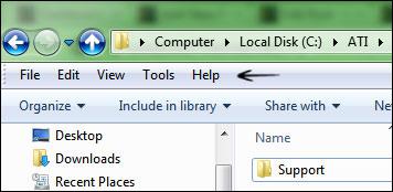 show menu bar Windows explorer