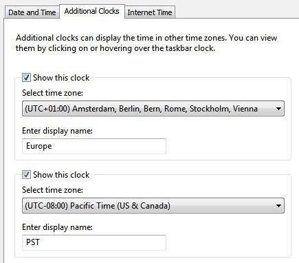 Showing Additional Clocks