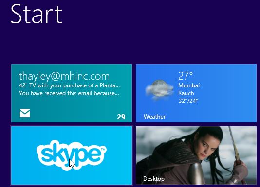 Skype On Start Screen