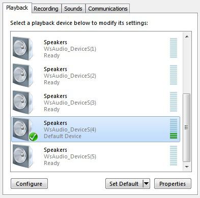 Speakers Default Playback Devices