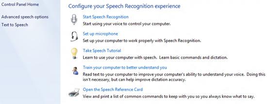 Speech recognition options