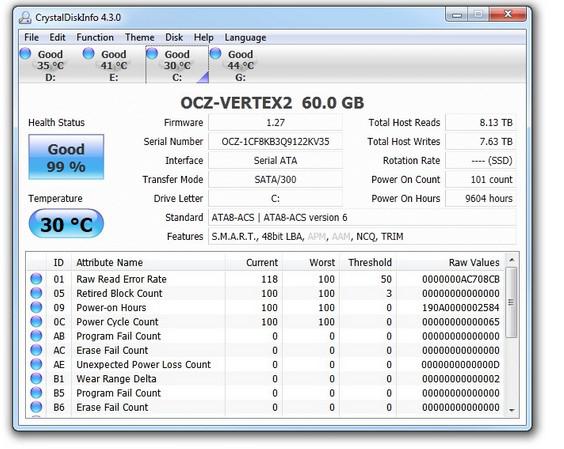 Ssd Health Status Power On Hours