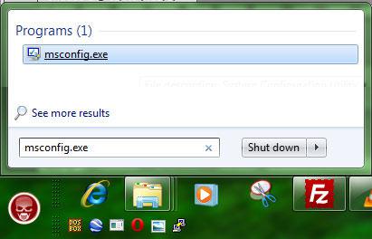 Start MSConfig Windows 7