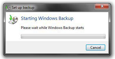 Starting Windows Backup