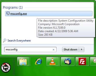 Startup Msconfig.exe