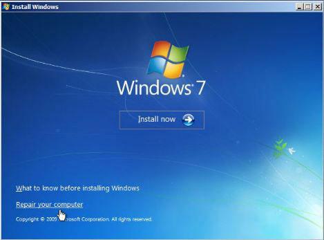 Windows 7 Repair your computer