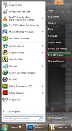 step1-how to change default programs in Windows 7