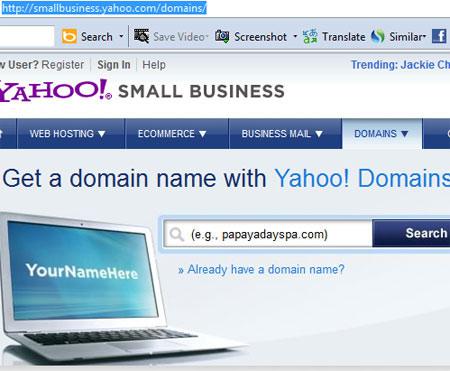 step-1-how to register a domain name with Yahoo