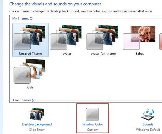 step-3- how to change color of taskbar in Windows 7