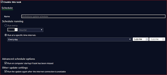 Virus Definition Database Scheduled Update