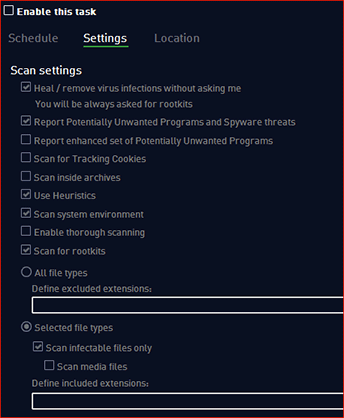 Scheduled Scan Settings