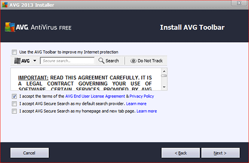 AVG 2013 Internet Toolbar and EULA Acceptance /></img></p>
<p><strong class=