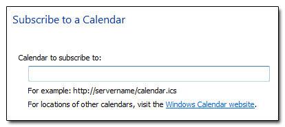 Windows Calendar Subscriptions